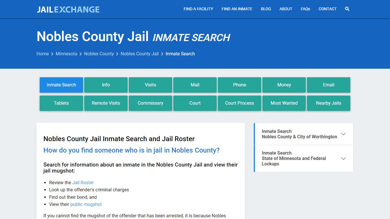 Inmate Search: Roster & Mugshots - Nobles County Jail, MN